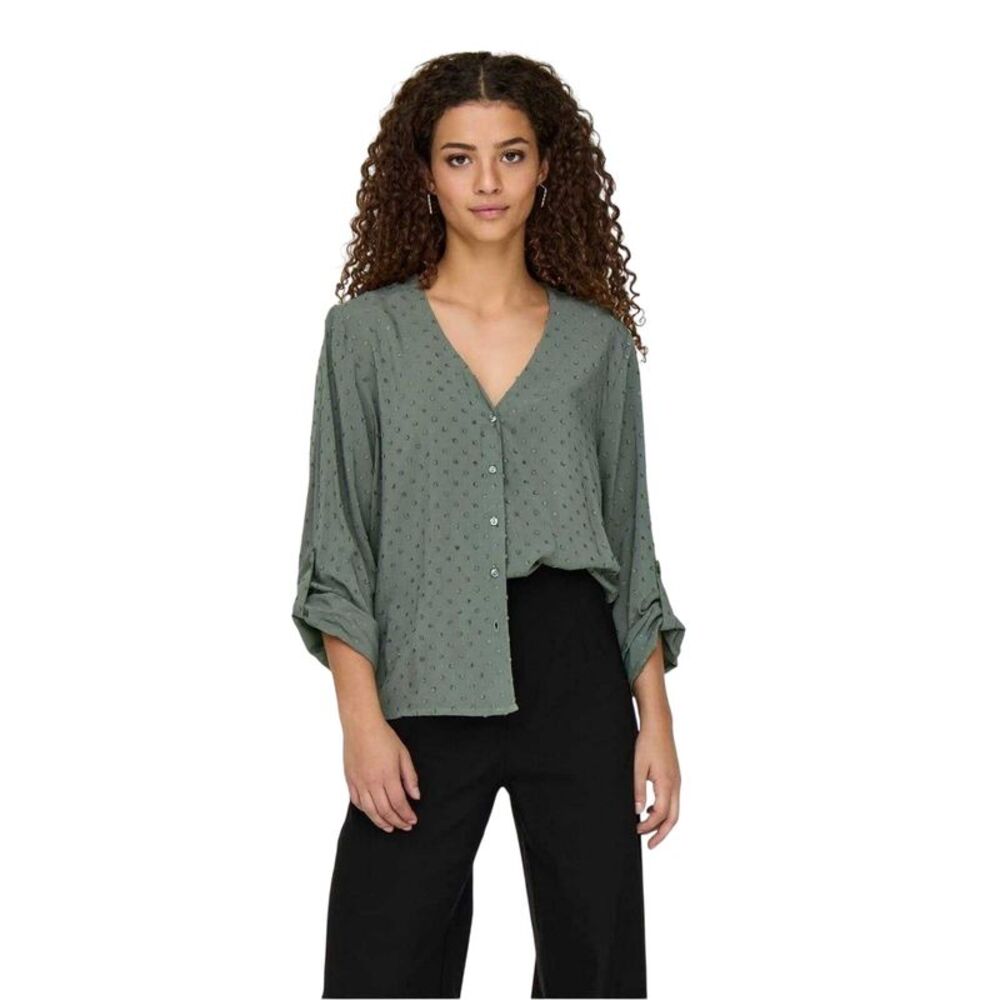 Only Womens/Ladies Polka Dot V Neck Long-Sleeved Shirt / Gray